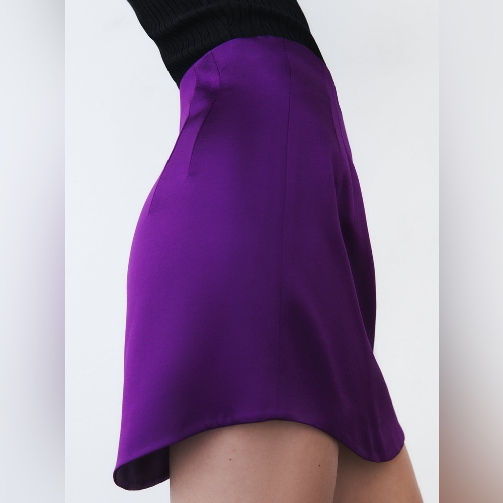 Zara SATIN EFFECT HIGH WAIST SKIRT
